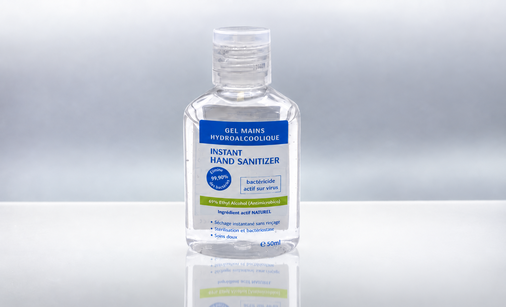 Gel hidroalcohólico de 50 ml: 0,25 € en lugar de 0,39 €.